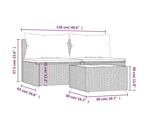 3-Daļīgs Dārza Atpūtas Mēbeļu Komplekts, Melna Pe Rotangpalma Vidaxl