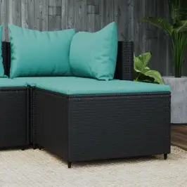 Dārza Kāju Soliņš Ar Spilveniem, Pe Rotangpalma, Melns Vidaxl