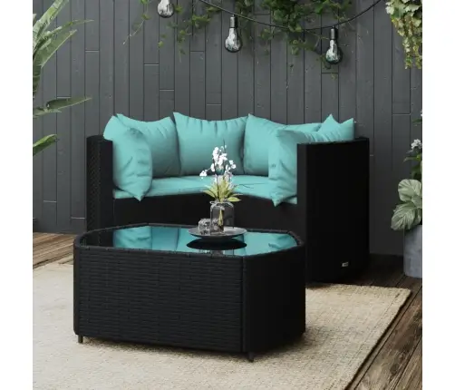 Sodo Komplektas Su Pagalvėlėmis, 4 Dalių, Juodas, Poliratanas