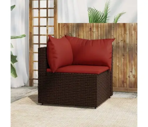 Dārza Stūra Dīvāns Ar Spilveniem, Brūna Pe Rotangpalma Vidaxl