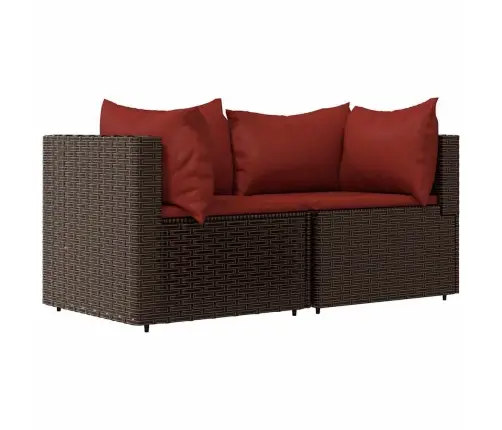 Dārza Stūra Dīvāni Ar Spilveniem, 2 Gab., Brūna Pe Rotangpalma Vidaxl