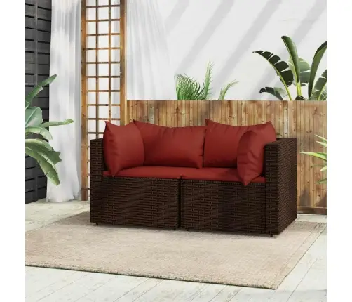 Dārza Stūra Dīvāni Ar Spilveniem, 2 Gab., Brūna Pe Rotangpalma Vidaxl