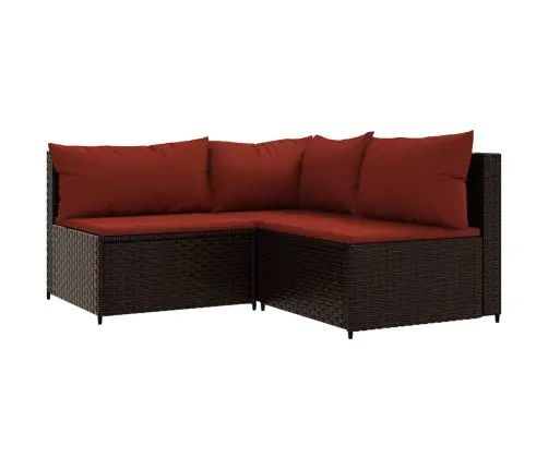 Sodo Komplektas Su Pagalvėlėmis, 3 Dalių, Rudas, Poliratanas