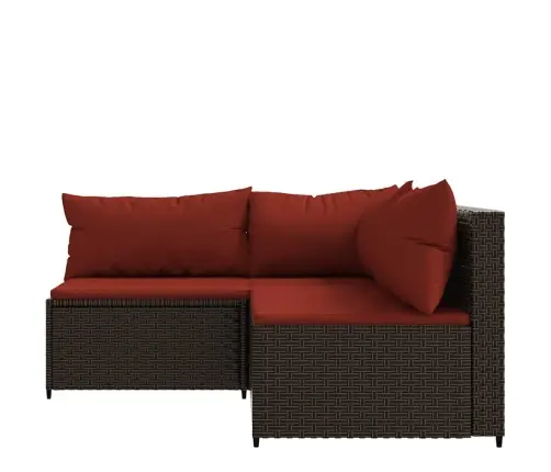 Sodo Komplektas Su Pagalvėlėmis, 3 Dalių, Rudas, Poliratanas