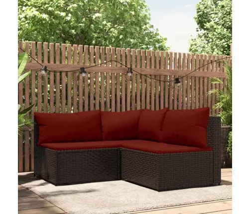 Sodo Komplektas Su Pagalvėlėmis, 3 Dalių, Rudas, Poliratanas