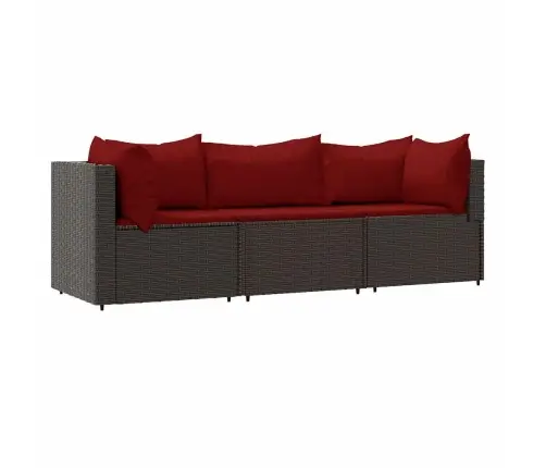 Sodo Komplektas Su Pagalvėlėmis, 3 Dalių, Rudas, Poliratanas