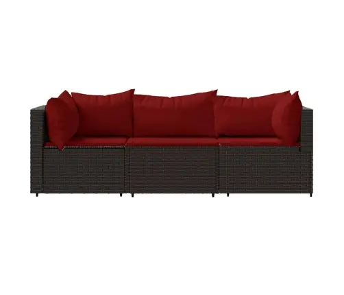 Sodo Komplektas Su Pagalvėlėmis, 3 Dalių, Rudas, Poliratanas