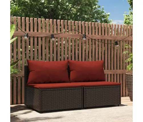 Vidējie Dārza Dīvāni, Spilveni, 2 Gab., Brūna Pe Rotangpalma Vidaxl Vidējie Dārza Dīvāni, Spilveni, 2 Gab., Brūna Pe Rotangpalma Vidaxl