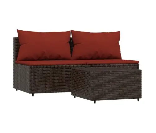 3-Daļīgs Dārza Atpūtas Mēbeļu Komplekts, Brūna Pe Rotangpalma Vidaxl