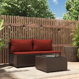 3-Daļīgs Dārza Atpūtas Mēbeļu Komplekts, Brūna Pe Rotangpalma Vidaxl