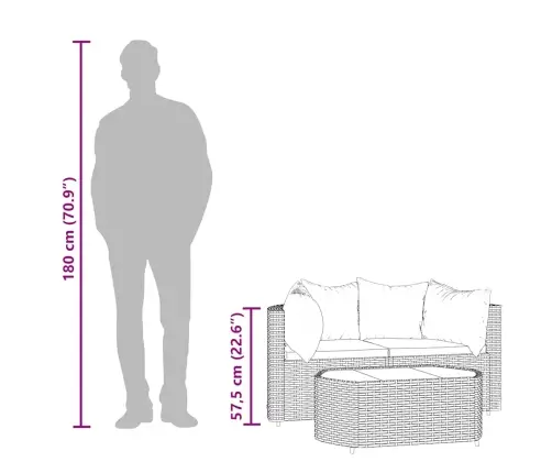 3-Daļīgs Dārza Atpūtas Mēbeļu Komplekts, Brūna Pe Rotangpalma Vidaxl