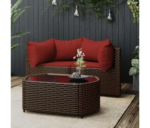 3-Daļīgs Dārza Atpūtas Mēbeļu Komplekts, Brūna Pe Rotangpalma Vidaxl