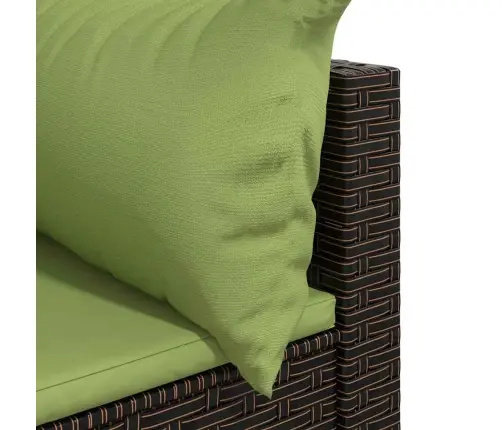 Kampinė Sodo Sofos Dalis Su Pagalvėlėmis, Ruda, Poliratanas