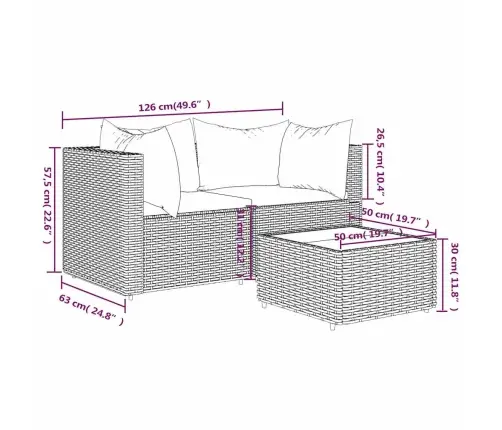 3-Daļīgs Dārza Atpūtas Mēbeļu Komplekts, Brūna Pe Rotangpalma Vidaxl