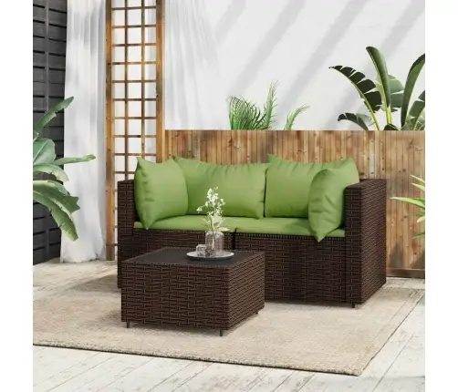 3-Daļīgs Dārza Atpūtas Mēbeļu Komplekts, Brūna Pe Rotangpalma Vidaxl