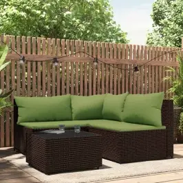 4-Daļīgs Dārza Atpūtas Mēbeļu Komplekts, Brūna Pe Rotangpalma Vidaxl