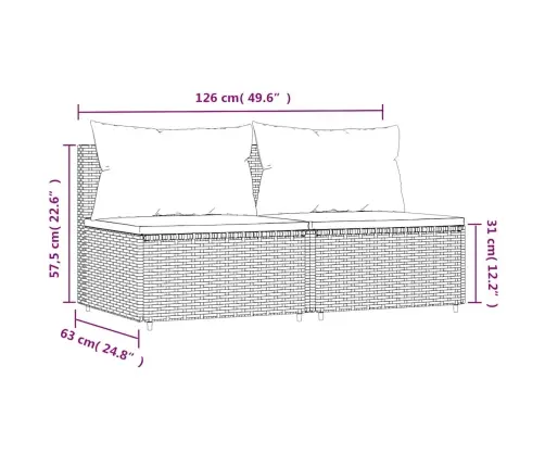 Vidējie Dārza Dīvāni, Spilveni, 2 Gab., Brūna Pe Rotangpalma Vidaxl