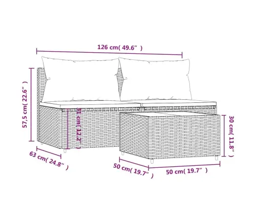 3-Daļīgs Dārza Atpūtas Mēbeļu Komplekts, Brūna Pe Rotangpalma Vidaxl