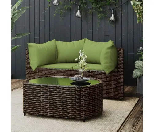3-Osaline Aiamööbli Komplekt Patjadega, Pruun, Polürotang