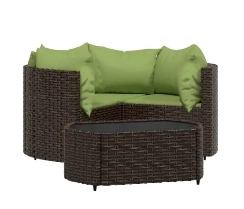 Sodo Komplektas Su Pagalvėlėmis, 4 Dalių, Rudas, Poliratanas