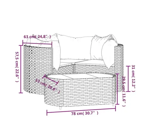 Sodo Komplektas Su Pagalvėlėmis, 4 Dalių, Rudas, Poliratanas