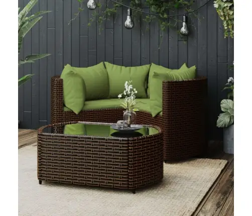 Sodo Komplektas Su Pagalvėlėmis, 4 Dalių, Rudas, Poliratanas