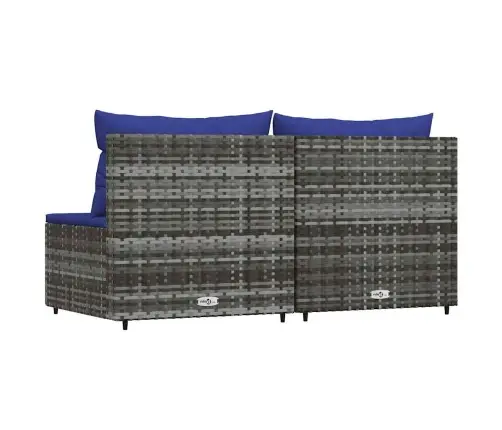 Vidurinės Sofos Dalys Su Pagalvėmis, 2Vnt., Pilkos, Poliratanas