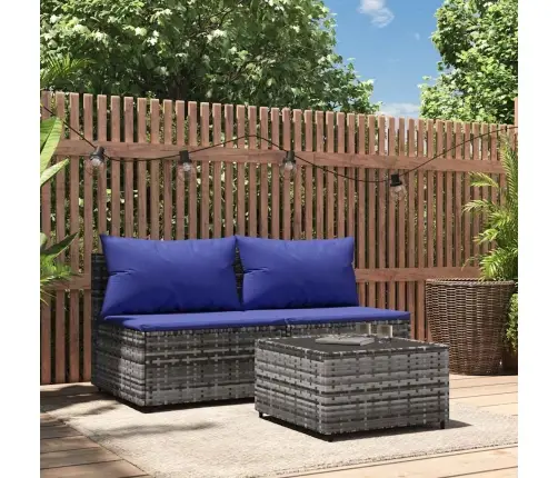 3-Daļīgs Dārza Atpūtas Mēbeļu Komplekts, Pelēka Pe Rotangpalma Vidaxl 3-Daļīgs Dārza Atpūtas Mēbeļu Komplekts, Pelēka Pe Rotangpalma Vidaxl