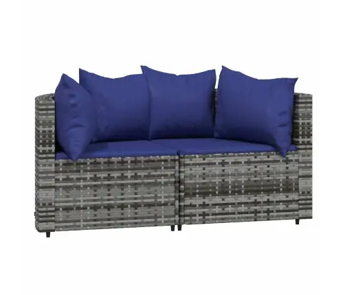 Kampinės Sofos Su Pagalvėlėmis, 2Vnt., Pilkos, Poliratanas