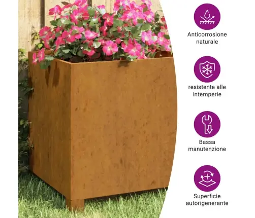 Loveliai Su Kojelėm, 2Vnt., Rūdžių, 40X40X40cm Corten Plienas