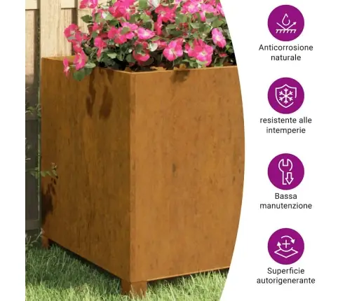 Puķu Kaste Ar Kājām, Rūsas Krāsā, 49X47X50 Cm, Kortena Tērauds Vidaxl