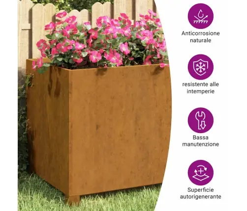 Jalgadega Taimekastid, 2 Tk, Rooste, 50X50X50 cm Corten Teras