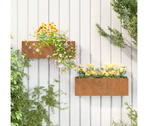 Sienas Puķu Kastes, 2 Gb., Rūsgans Kortena Tērauds, 53X10X17 Cm Vidaxl