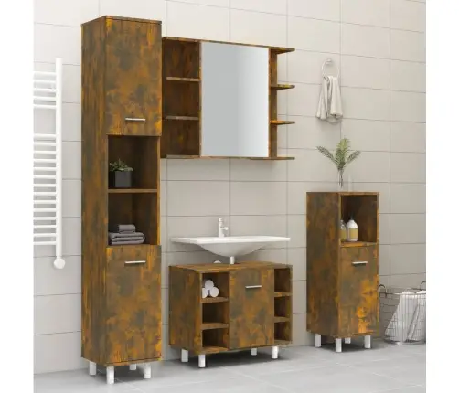 Vannasistabas Skapītis, Ozola, 30X30X179 Cm, Inženierijas Koks Vidaxl