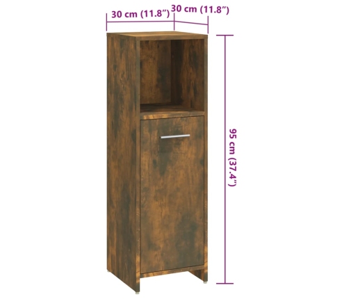 Vannitoakapp, Suitsutatud Tamm, 30 X 30 X 95 cm Tehispuit