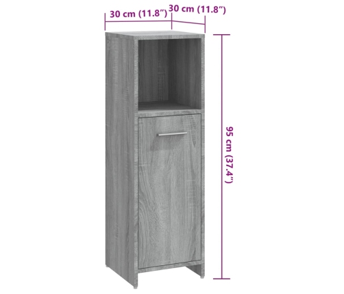 Vannitoakapp, Hall Sonoma Tamm, 30 X 30 X 95 cm Tehispuit