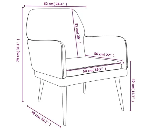 Krėslas, Geltonos Spalvos, 62X79X79cm Aksomas