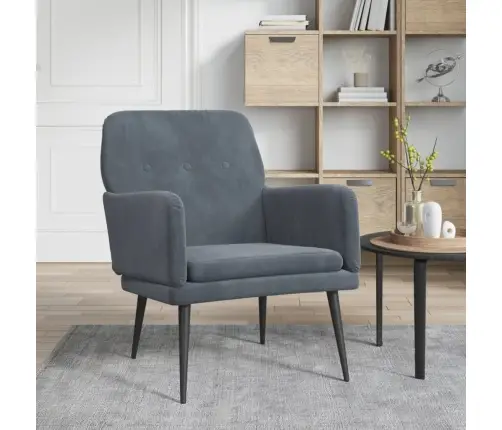 Krėslas, Tamsiai Pilkos Spalvos, 62X79X79cm Aksomas Krėslas, Tamsiai Pilkos Spalvos, 62X79X79cm Aksomas