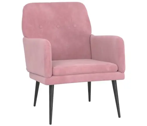 Krėslas, Rožinės Spalvos, 62X79X79cm Aksomas