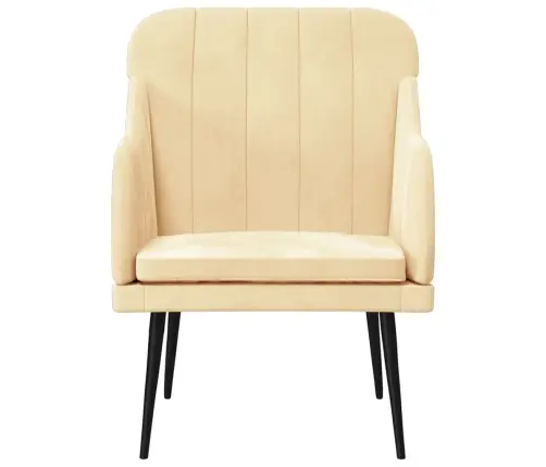 Krėslas, Kreminės Spalvos, 63X76X80cm Aksomas