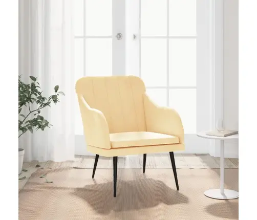 Krėslas, Kreminės Spalvos, 63X76X80cm Aksomas