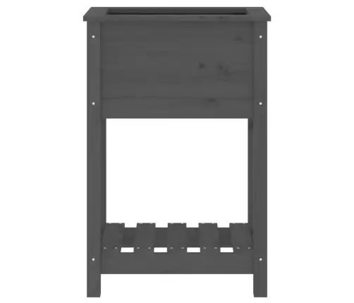 Puķu Kaste Ar Plauktu, Pelēka, 54X34,5X81 Cm, Priedes Masīvkoks Vidaxl