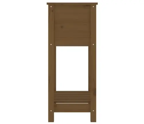 Puķu Kaste Ar Plauktu, Medus Brūna, 54X34,5X81 Cm, Priedes Koks Vidaxl