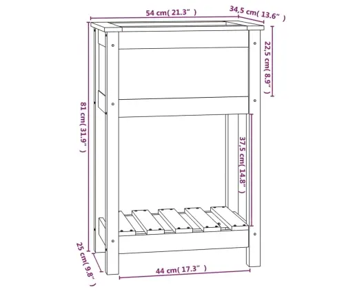 Puķu Kaste Ar Plauktu, Medus Brūna, 54X34,5X81 Cm, Priedes Koks Vidaxl