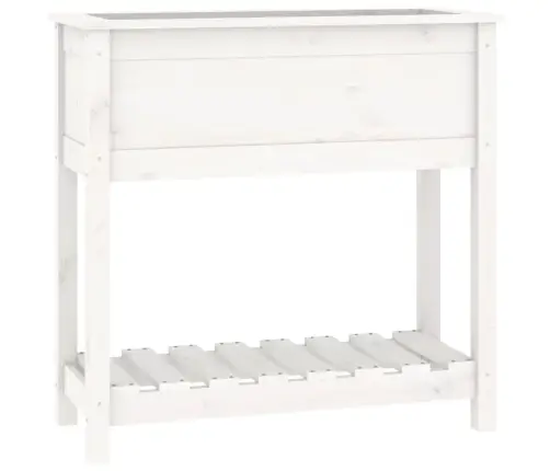 Puķu Kaste Ar Plauktu, Balta, 82,5X34,5X81Cm, Priedes Masīvkoks Vidaxl