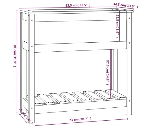 Puķu Kaste Ar Plauktu, Balta, 82,5X34,5X81Cm, Priedes Masīvkoks Vidaxl