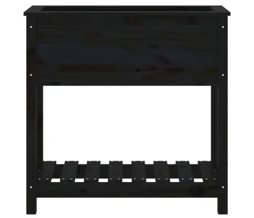 Puķu Kaste Ar Plauktu, Melna, 82,5X34,5X81, Priedes Masīvkoks Vidaxl