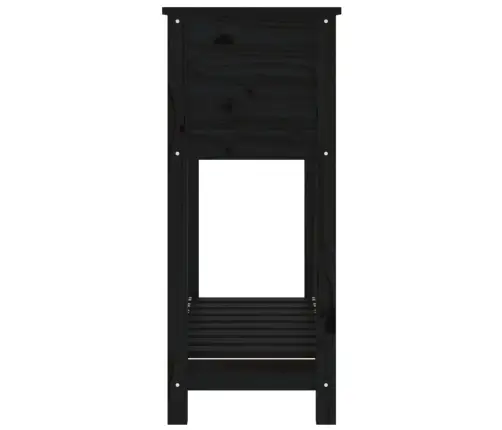 Puķu Kaste Ar Plauktu, Melna, 82,5X34,5X81, Priedes Masīvkoks Vidaxl