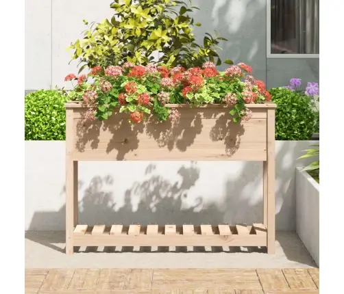 Puķu Kaste Ar Plauktu, Pelēka, 111,5X34,5X81, Priedes Masīvkoks Vidaxl