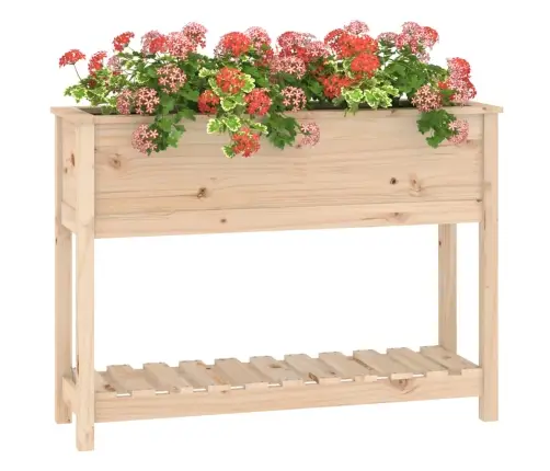 Puķu Kaste Ar Plauktu, Pelēka, 111,5X34,5X81, Priedes Masīvkoks Vidaxl